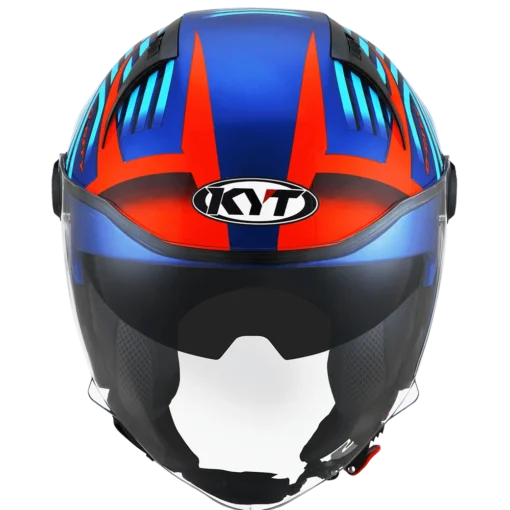 KYT D-City Lucent Blue Orange Helmet - Image 3