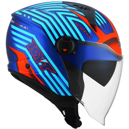 KYT D-City Lucent Blue Orange Helmet - Image 5