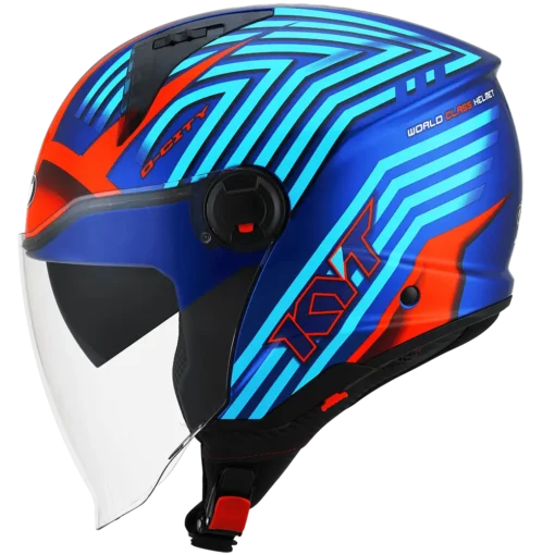 KYT D-City Lucent Blue Orange Helmet - Image 6