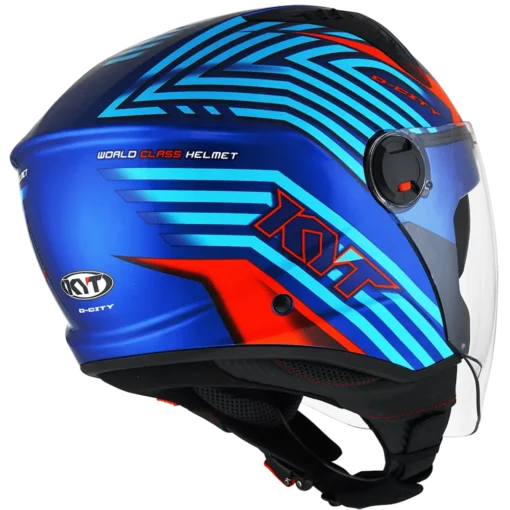 KYT D-City Lucent Blue Orange Helmet - Image 7