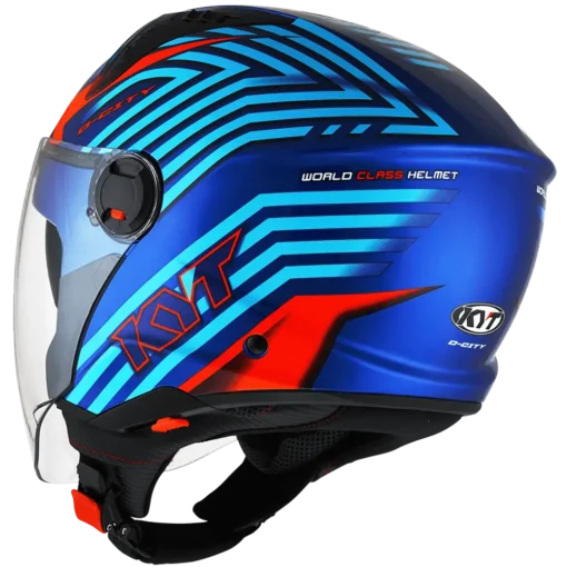 KYT D-City Lucent Blue Orange Helmet - Image 8