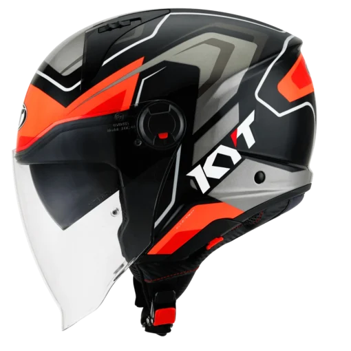 KYT D-City Overtech Black Orange Fluorecent Helmet - Image 2