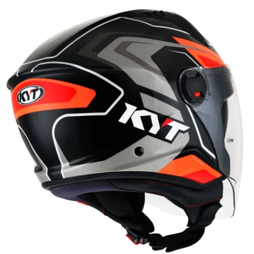 KYT D-City Overtech Black Orange Fluorecent Helmet - Image 4