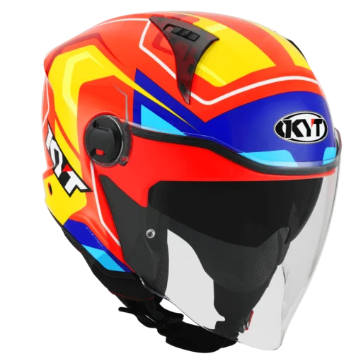 KYT D-City Overtech Black Orange Fluorecent Yellow Helmet