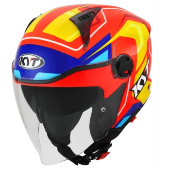 Alternative view of KYT D-City Overtech Black Orange Fluorecent Yellow Helmet