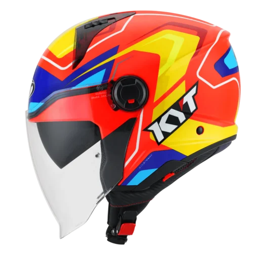 KYT D-City Overtech Black Orange Fluorecent Yellow Helmet - Image 3