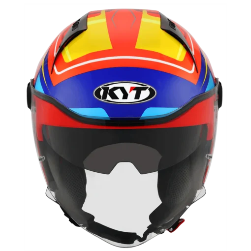 KYT D-City Overtech Black Orange Fluorecent Yellow Helmet - Image 4