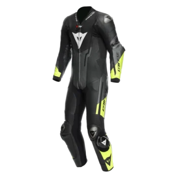Dainese Misano 3 Perf. D-Air 1Pc Black Anthracite Flourecent YellowLeather Suit