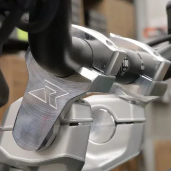 Alternative view of Rox Pivoting Handlebar Risers – 61mm Rise, 31.75mm Handlebar – Anodized Clear – For BMW R 1300 GS/GSA/Trophy