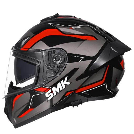 SMK Typhoon S01 Azonix  Gloss Black Red (GL263) Helmet