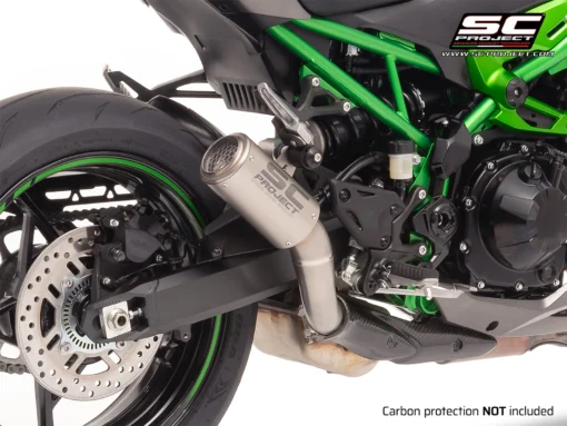 SC Project Exhaust CR-T Titanium with stoneguard grid without carbon heat protector for Kawasaki Z900 (2025)