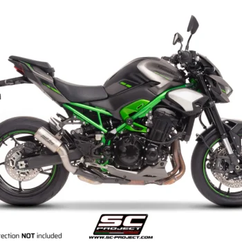 Alternative view of SC Project Exhaust CR-T Titanium with stoneguard grid without carbon heat protector for Kawasaki Z900 (2025)