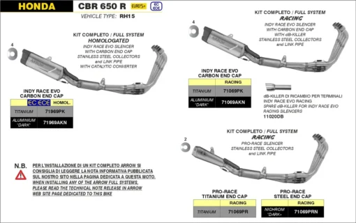 Arrow Exhaust Racing Full System (71069PK) - Image 2