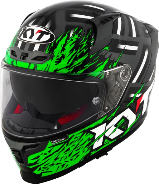KYT Striker 2V Flaming Anthracite Green Helmet