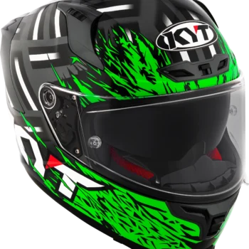Alternative view of KYT Striker 2V Flaming Anthracite Green Helmet