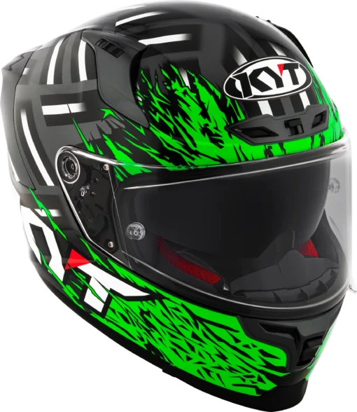 KYT Striker 2V Flaming Anthracite Green Helmet - Image 2