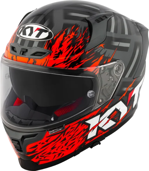 KYT Striker 2V Flaming Anthracite Red Helmet