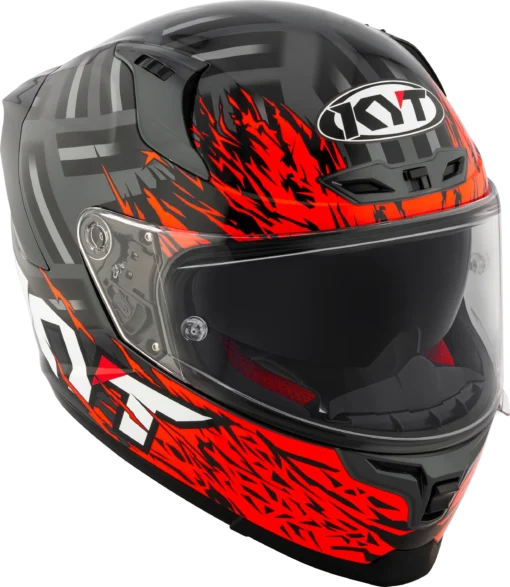 KYT Striker 2V Flaming Anthracite Red Helmet - Image 2