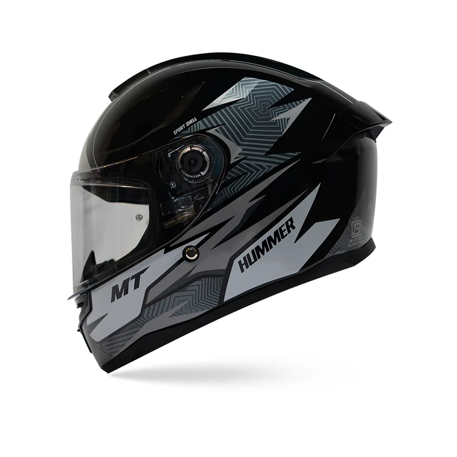 MT Hummer Shine Gloss Black Grey B0 Helmet