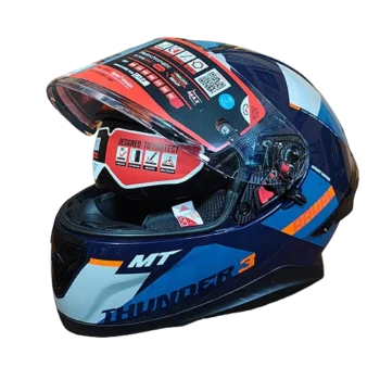Alternative view of MT Thunder 3 SV Spoiler Arual C7 Gloss Grey Blue Orange Helmet