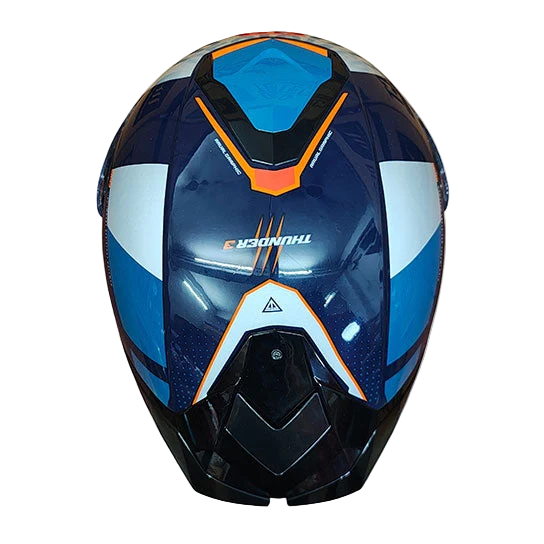 MT Thunder 3 SV Spoiler Arual C7 Gloss Grey Blue Orange Helmet - Image 5