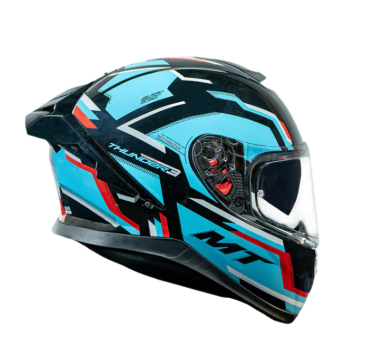 MT Thunder 3 SV Spoiler Blaze B7 Gloss Blue Black Helmet - Image 2