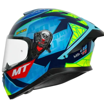 MT Thunder 3 SV Spoiler Diogo Moreira A7 Gloss Blue Yellow Helmet