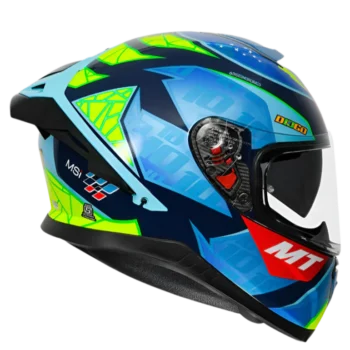 Alternative view of MT Thunder 3 SV Spoiler Diogo Moreira A7 Gloss Blue Yellow Helmet