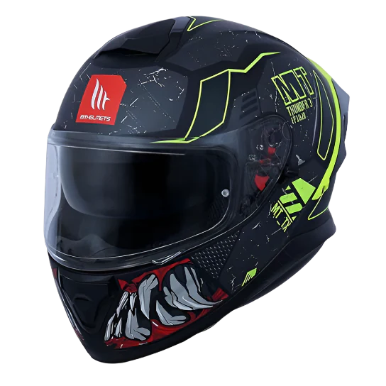 MT Thunder 3 SV Spoiler TX C2 Matt Black Grey Neon Yellow Helmet