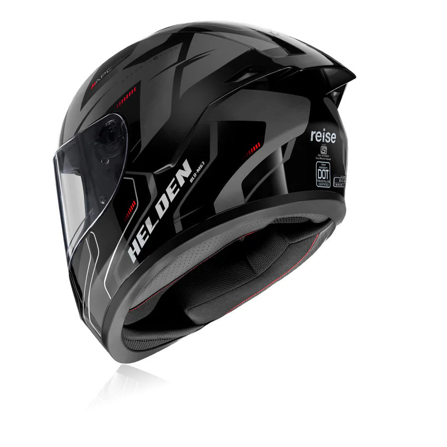 Helden Speed D5 Grey Black Gloss Helmet - Image 4