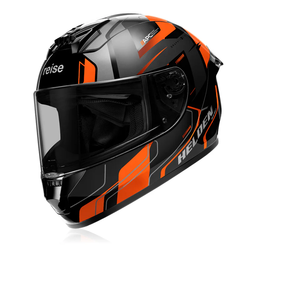 Helden Speed D3 Orange Black Gloss Helmet - Image 2