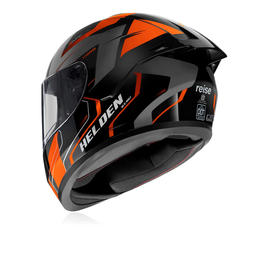 Helden Speed D3 Orange Black Gloss Helmet - Image 5