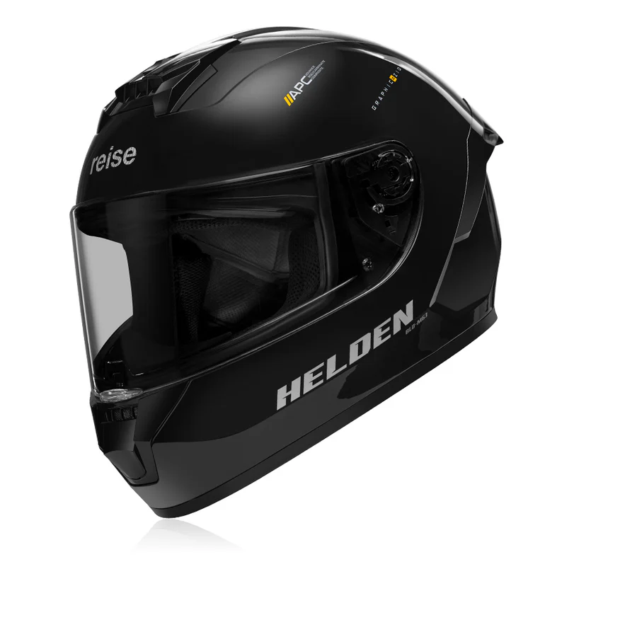 Helden Solid D1 Black Gloss Helmet - Image 3