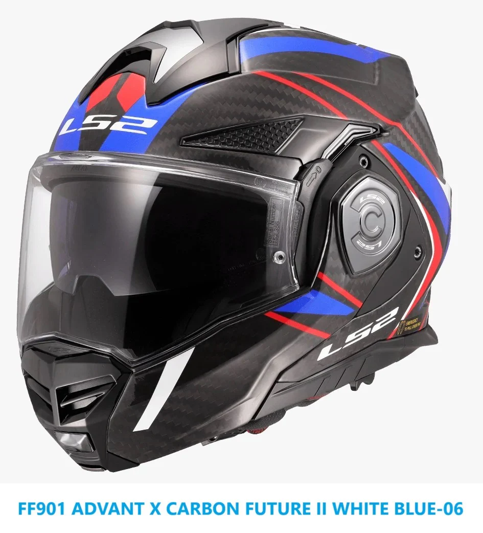 LS2 FF901 Advant X Solid Carbon Future II White Blue Helmet