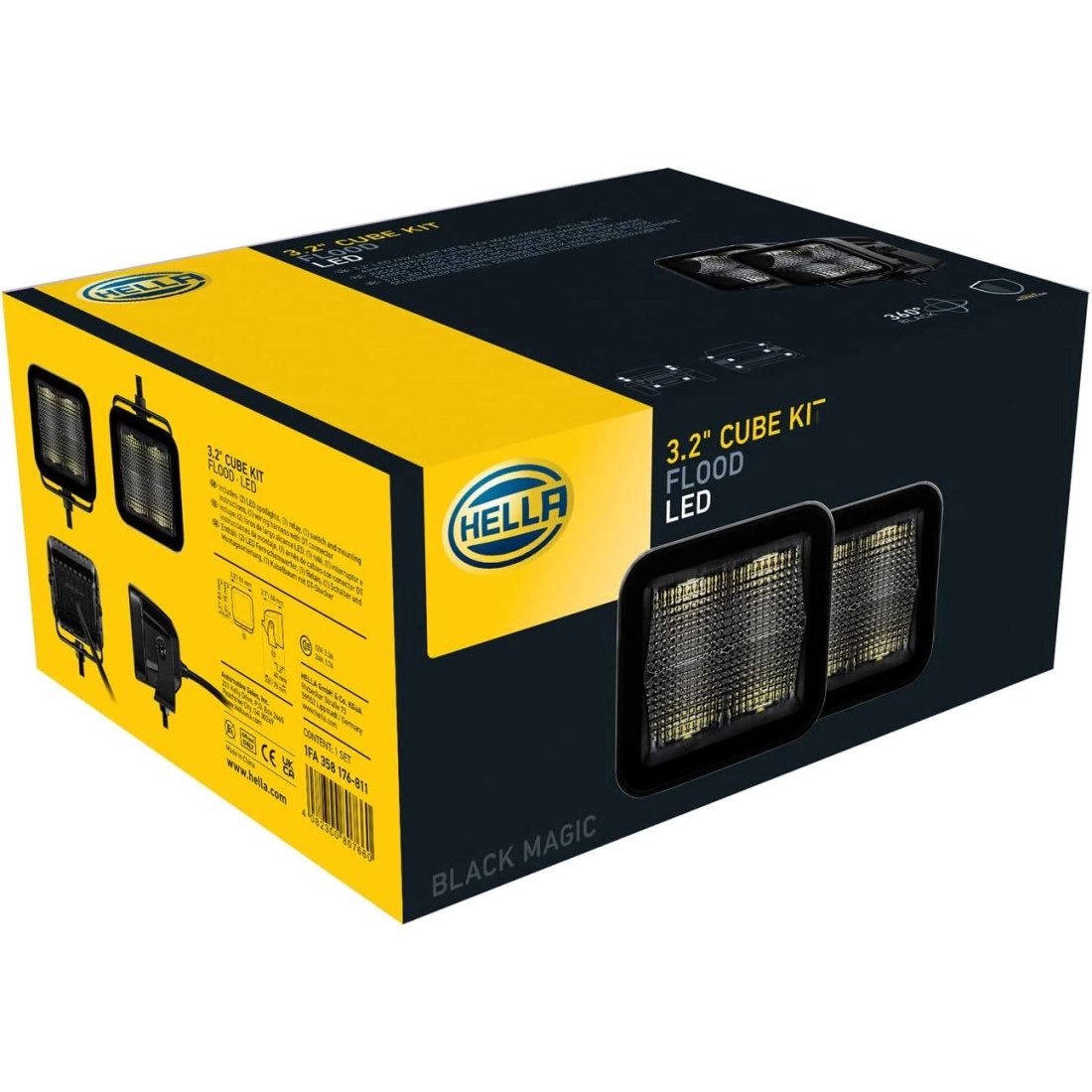 HELLA 358176811 Black Magic LED Series 3.2" Cube Set - LED Flood Light - Off Road Driving Lights (358176811) - Image 7