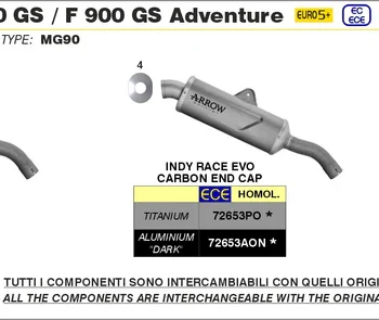 Alternative view of Arrow Indy Race EVO Aluminium Dark Silencer with Carbon End Cap for BMW F 900 GS / GS Adventure (2024) (72653AKN)