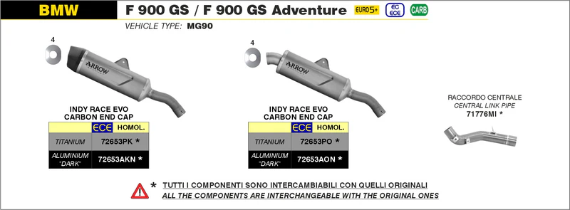 Arrow Indy Race EVO Aluminium Dark Silencer with Carbon End Cap for BMW F 900 GS / GS Adventure (2024) (72653AKN) - Image 2