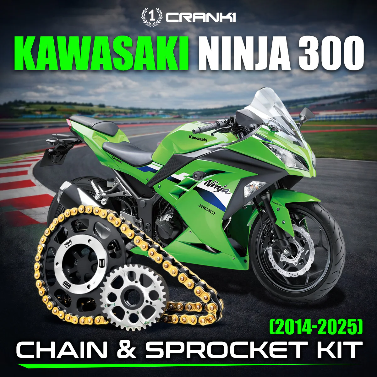 Crank1 Crank1 Performance Chain And Sprocket Kit For Kawasaki Ninja 300 (2014-2025)