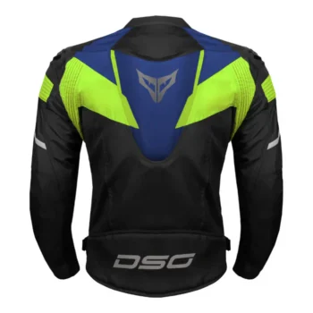 DSG Apex V2 Black Blue Yellow Fluo Riding Jacket - Image 2