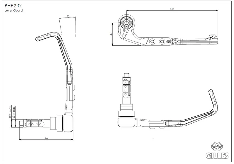 GILLES Clutch lever protector black matt for BMW S1000RR 2009-26 (KHP2-02-BD) - Image 2