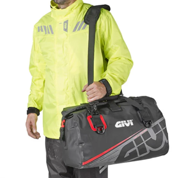 Givi EA115GR Easy-T Waterproof Cylinder Tail Bag / Saddle Bag (40L - Grey & Red) - Image 2