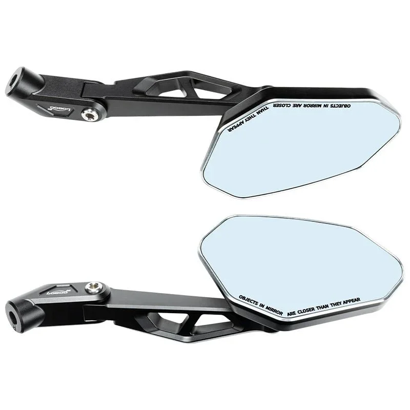LOBOO RM03 Angular Foldable Mirrors (CNC Aluminum) | Modern ADV & Streetfighter Style | Anti-Glare - Image 1