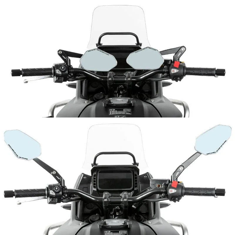 LOBOO RM03 Angular Foldable Mirrors (CNC Aluminum) | Modern ADV & Streetfighter Style | Anti-Glare - Image 8