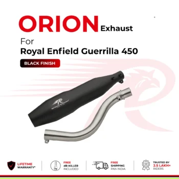 Red Rooster Performance Orion Slip-On Exhaust for Royal Enfield Guerrilla 450 - Black