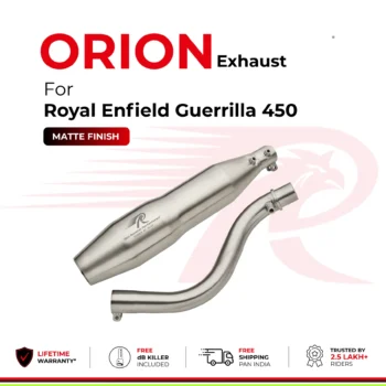 Red Rooster Performance Orion Slip-On Exhaust for Royal Enfield Guerrilla 450 - Matte Finish