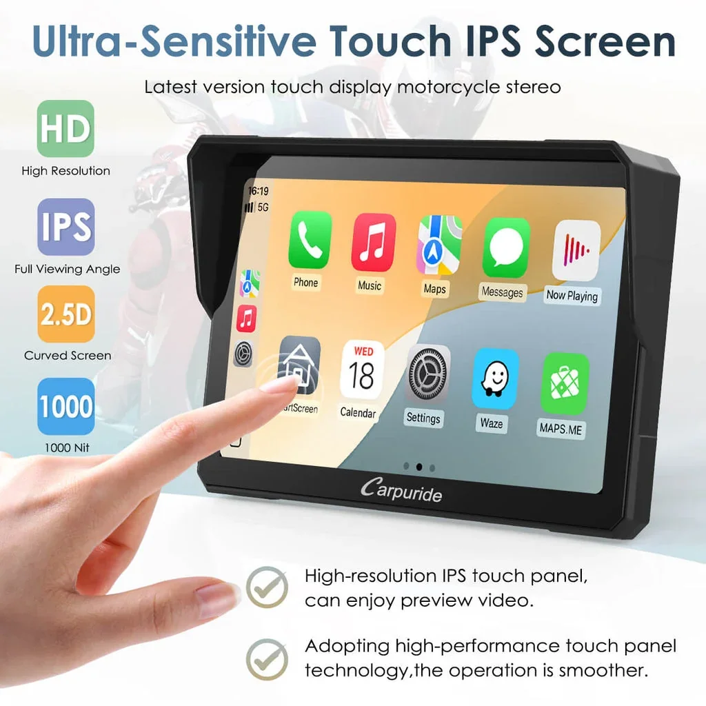 Carpuride W702BS - 7" BMW Motorcycle CarPlay System with OEM Controller Integration - Image 3