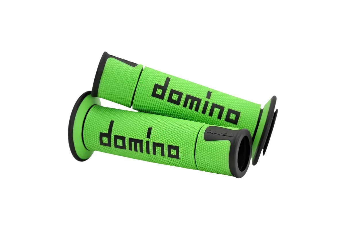 Domino Handlebar Grips A450 - Green/Black - Image 1